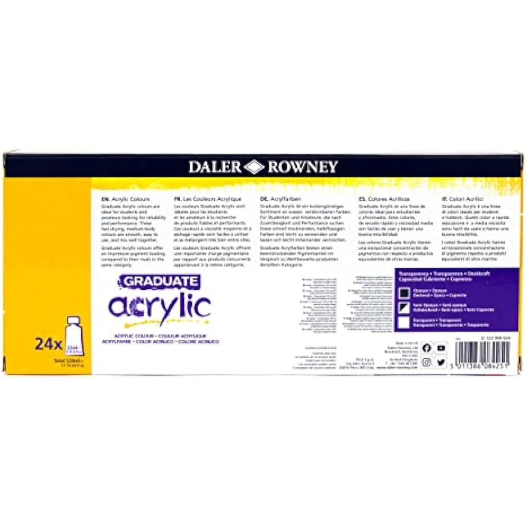 Daler-Rowney Graduate Acrylic Paint Set - 24 Assorted Colors (22ml)