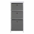 Premier Lindo Slim Storage Cabinet | 3 Grey Fabric Drawers | White