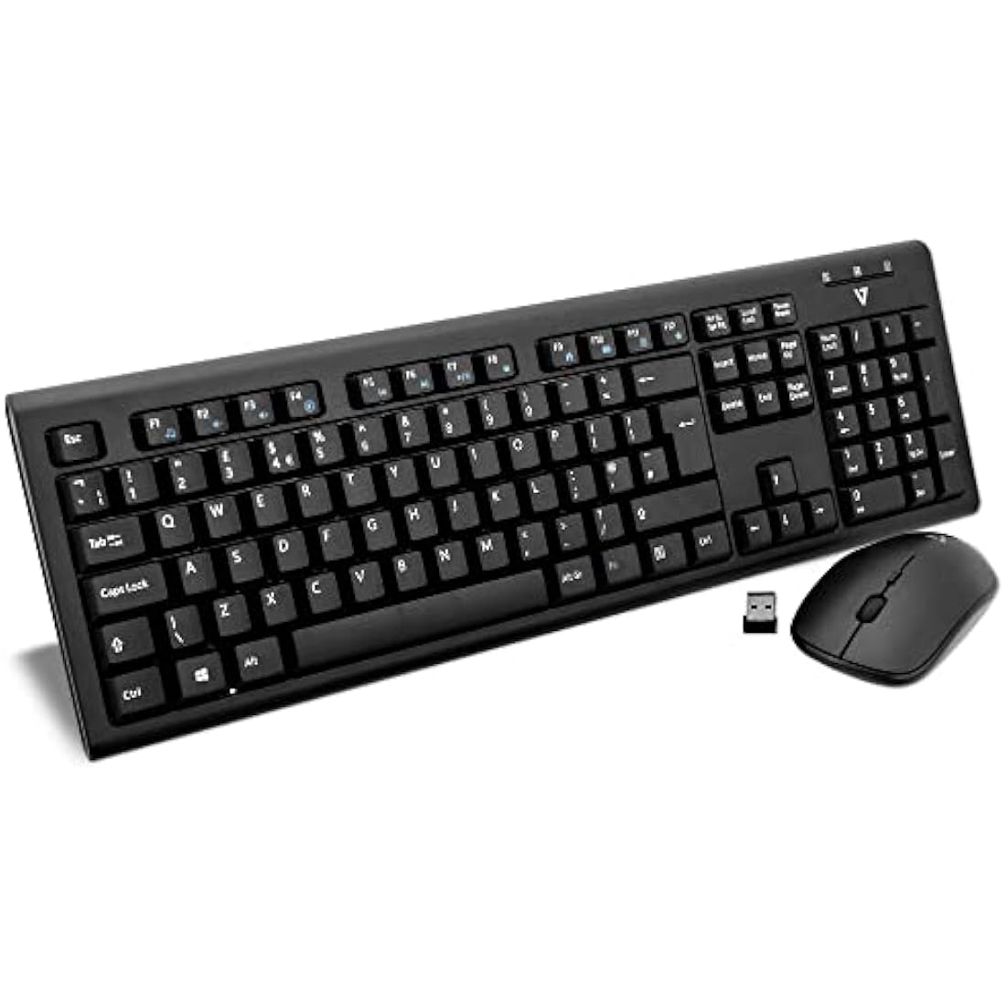 V7 CKW200UK Wireless Keyboard and Mouse Combo – UK Layout, Black