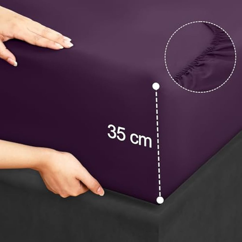 Jolof Store Double Bed Sheet Set – Purple Microfiber 4-Piece Set