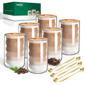 Twoant Double Walled Glass Coffee Mugs - 400ml Borosilicate Cups, 6 Pack