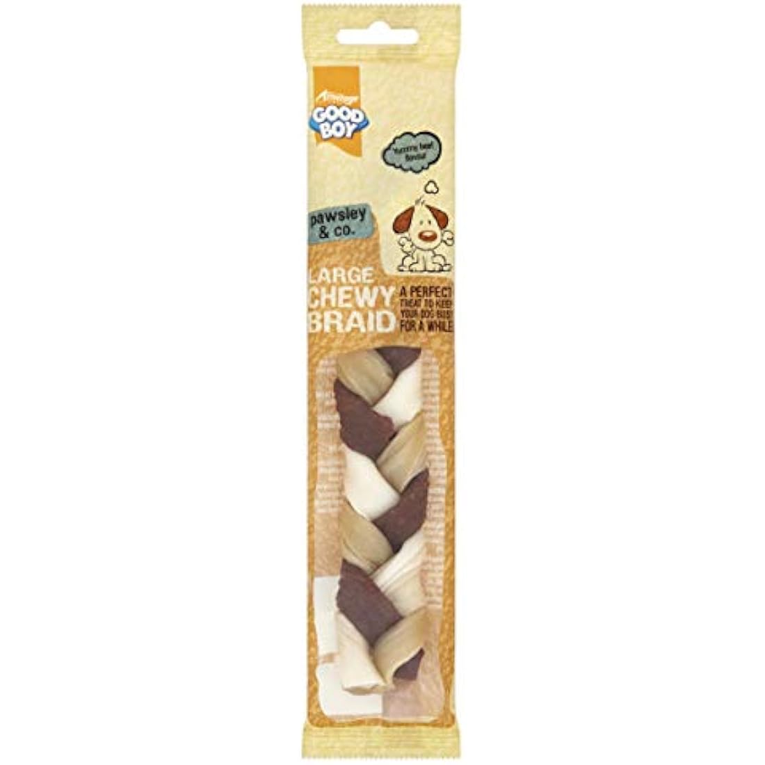 Good Boy Large Chewy Braids – Beef Hide Dog Treats with Probiotics – 14pk