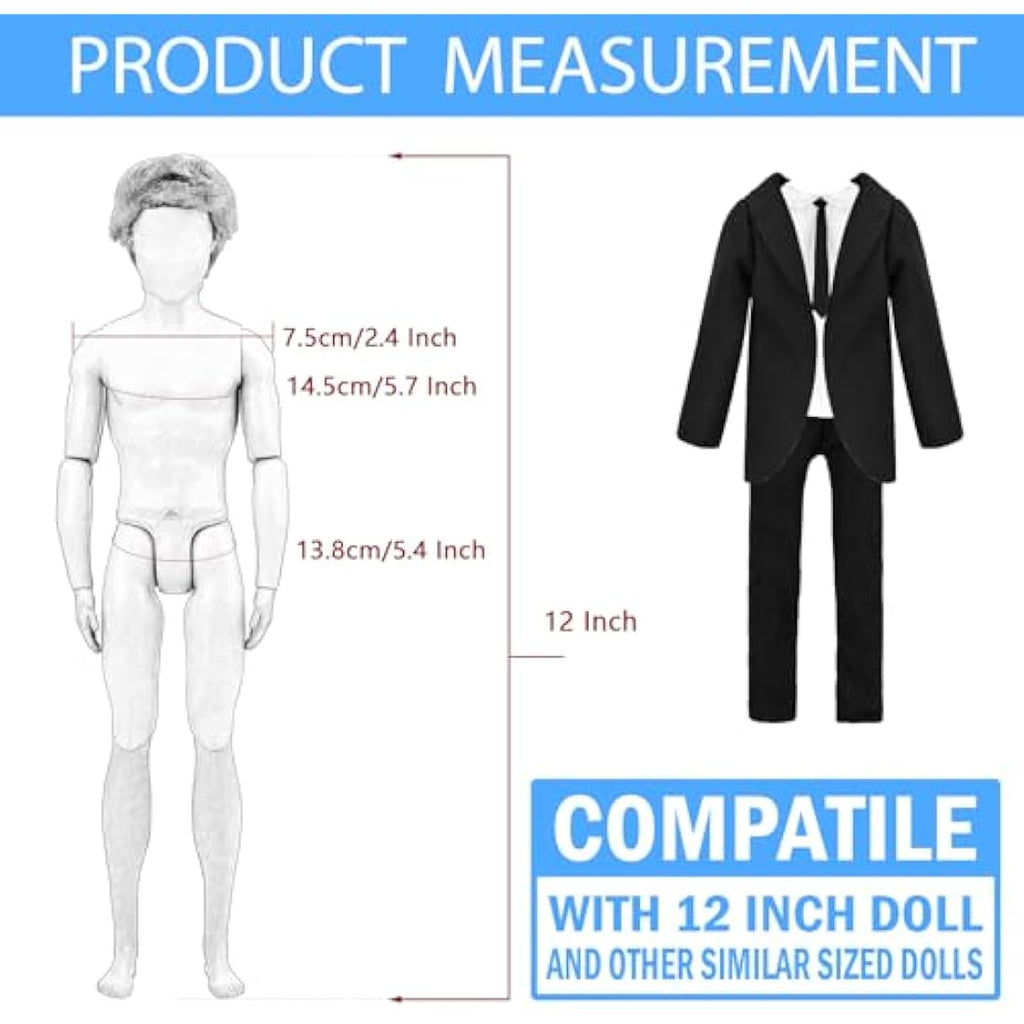 Miunana 11-Piece Boy Doll Clothes and Accessories for 12-Inch Dolls