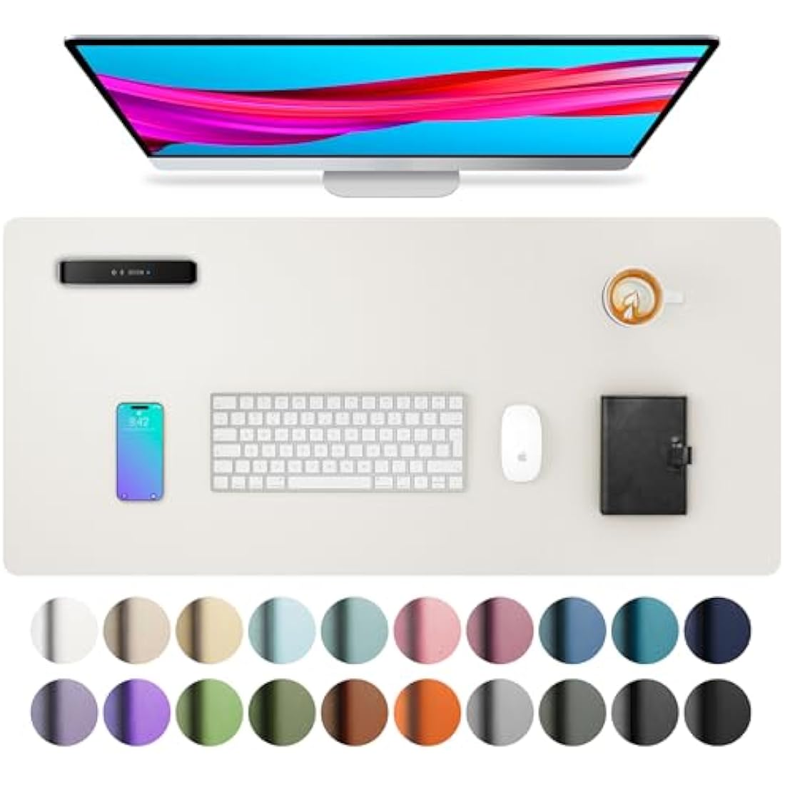 Jolof Store Leather Desk Mat – Non-Slip Waterproof Office Pad, Off-White