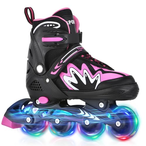 TOMSHOO Kids Inline Skates – Adjustable 4 Sizes with Luminous Wheels
