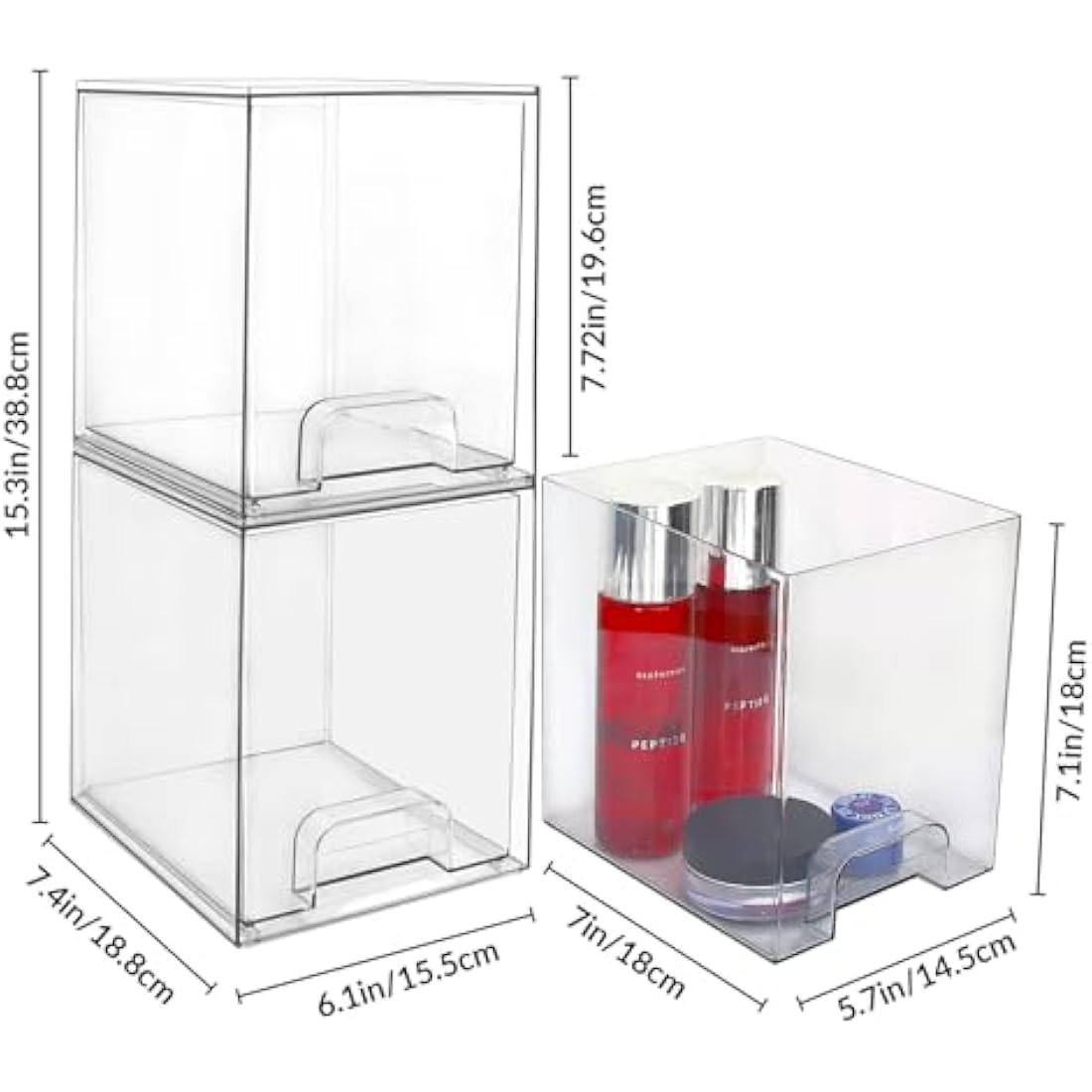Jolof Store Stackable Makeup Organiser | Clear Acrylic Storage Drawers