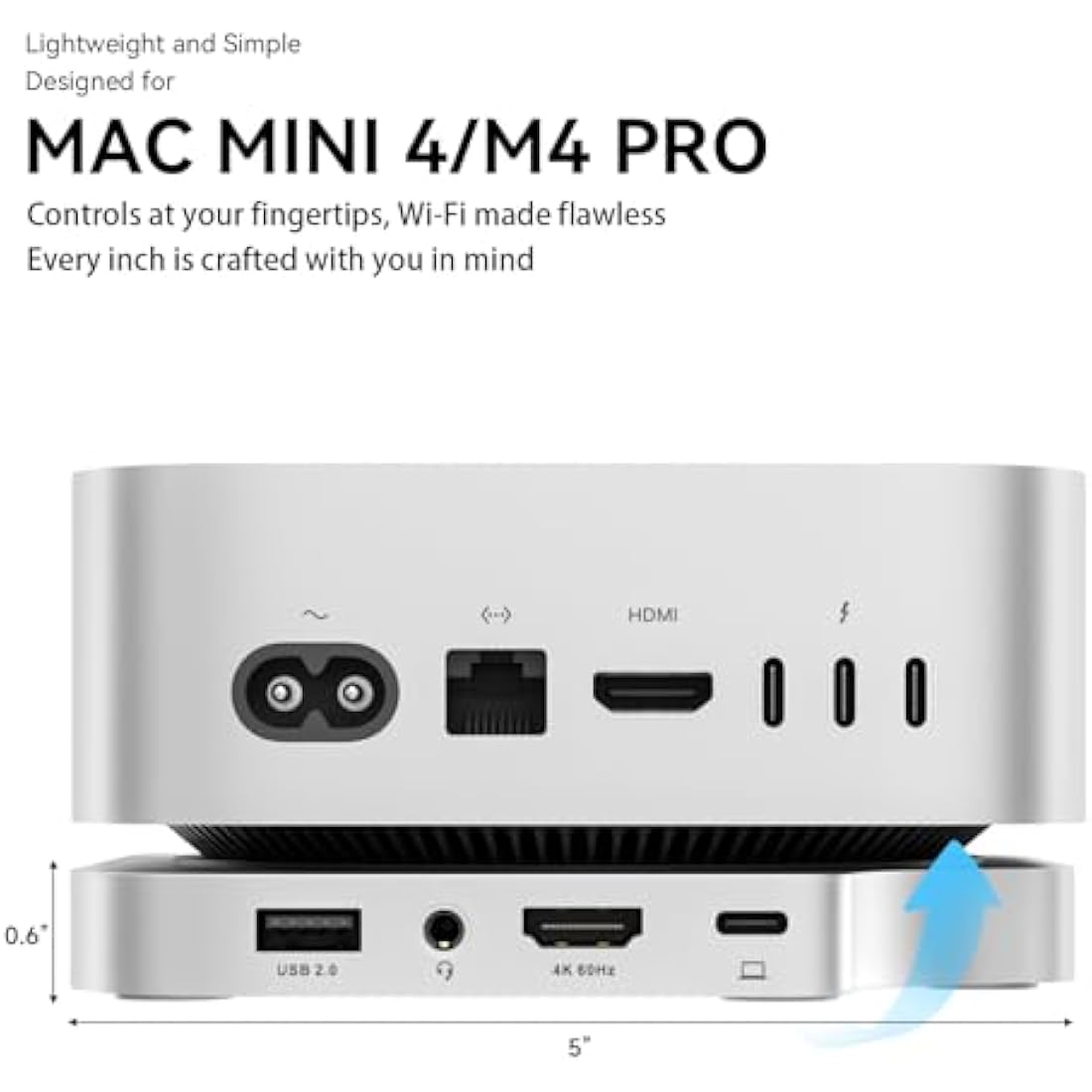 Minisopuru Mac Mini M4 Dock & Stand with 4TB NVMe SSD Enclosure | 4K HDMI