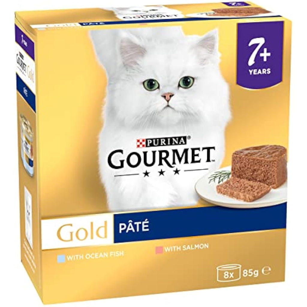 Gourmet Gold Senior 7+ Fish Pate Wet Cat Food - 48 x 85g Multipack