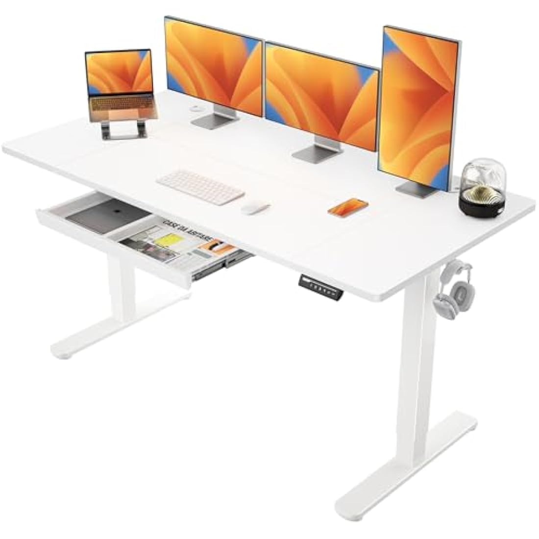 ErGear Electric Standing Desk | 160x80cm Height Adjustable Table with Drawer