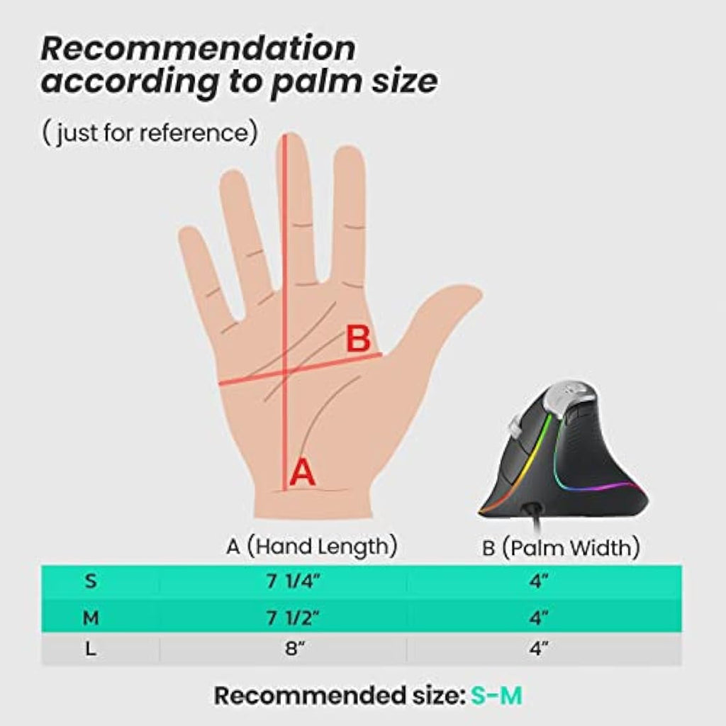 Nulea Wired Vertical Ergonomic Mouse – 3200 DPI & 11 RGB Modes, Grey