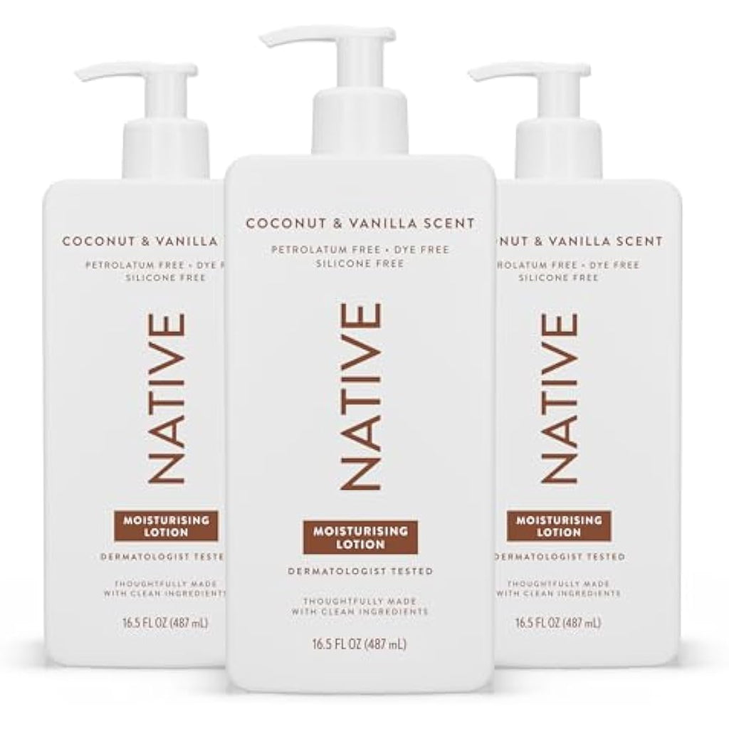 Native Coconut & Vanilla Body Lotion - Shea Butter Moisturizer (3 Pack)