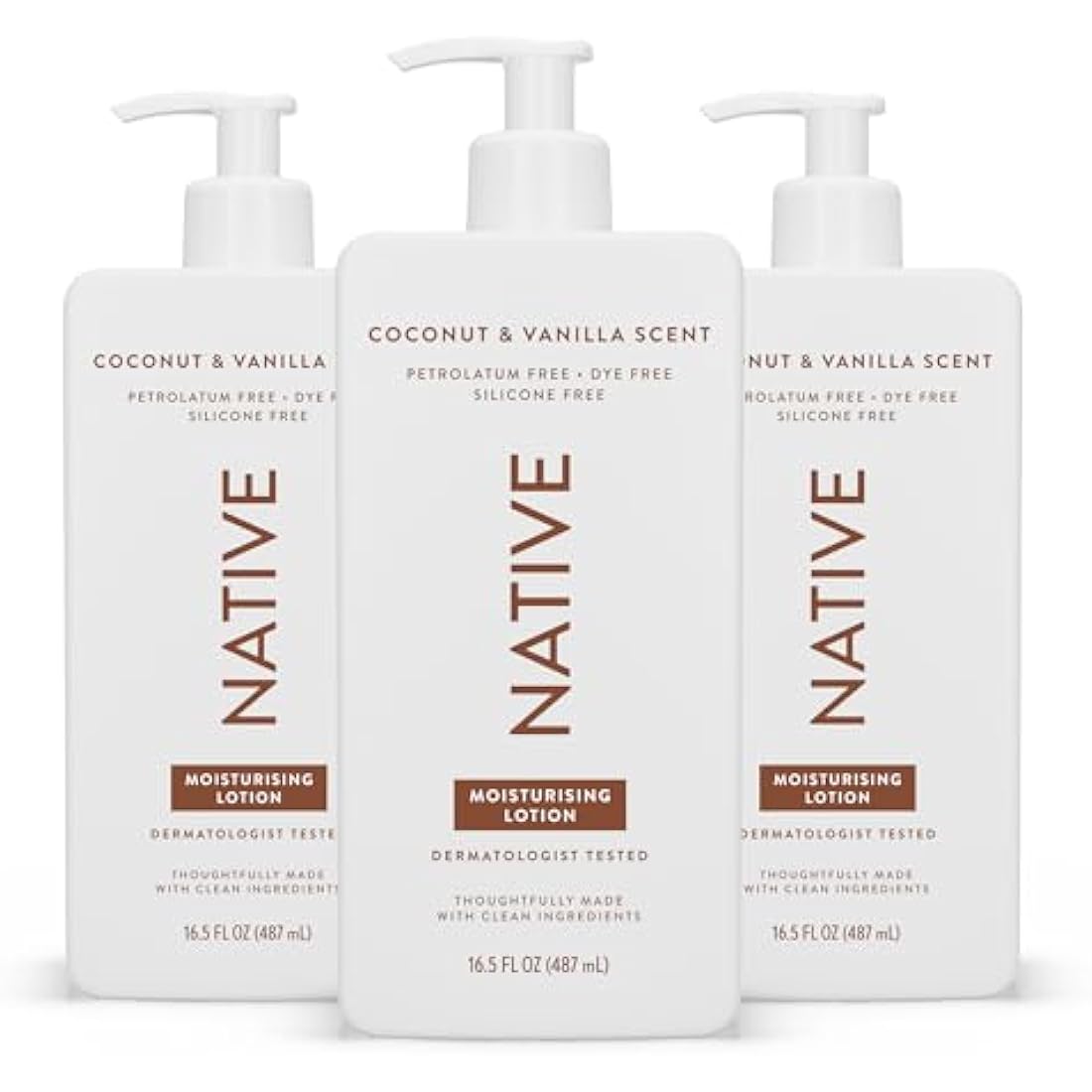 Native Coconut & Vanilla Body Lotion - Shea Butter Moisturizer (3 Pack)