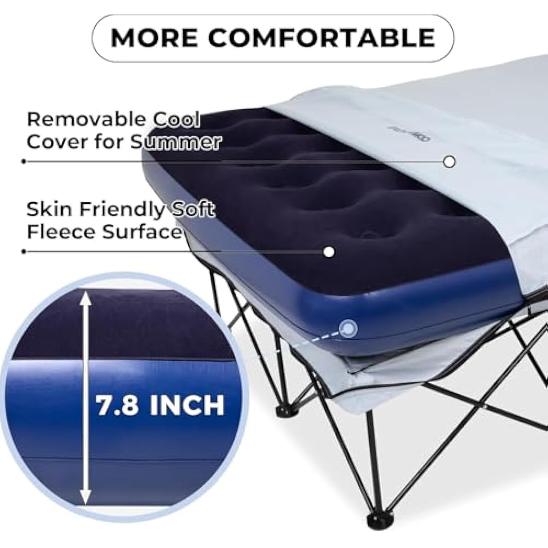 FUNDANGO Double Camping Cot with Air Mattress | Folding 2 Person Bed