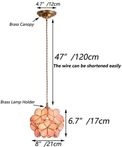 Bieye Cherry Blossom Tiffany Style Stained Glass Pendant Light – 8" Pink