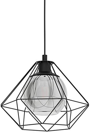 EGLO Vernham 3-Bulb Pendant Light – Industrial Smoked Glass & Black Steel