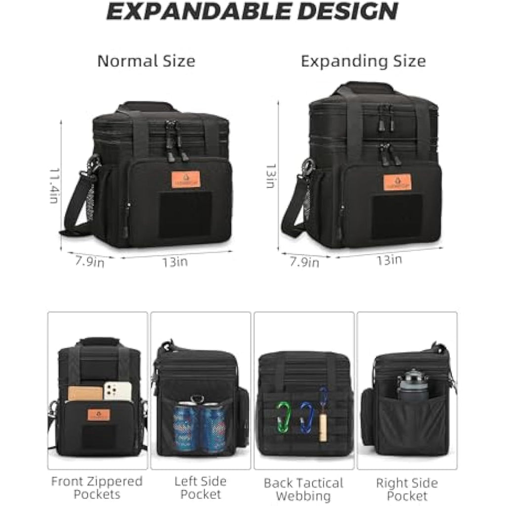 HSHRISH Large Insulated Lunch Bag | 22L Leakproof Cooler for Men – Black