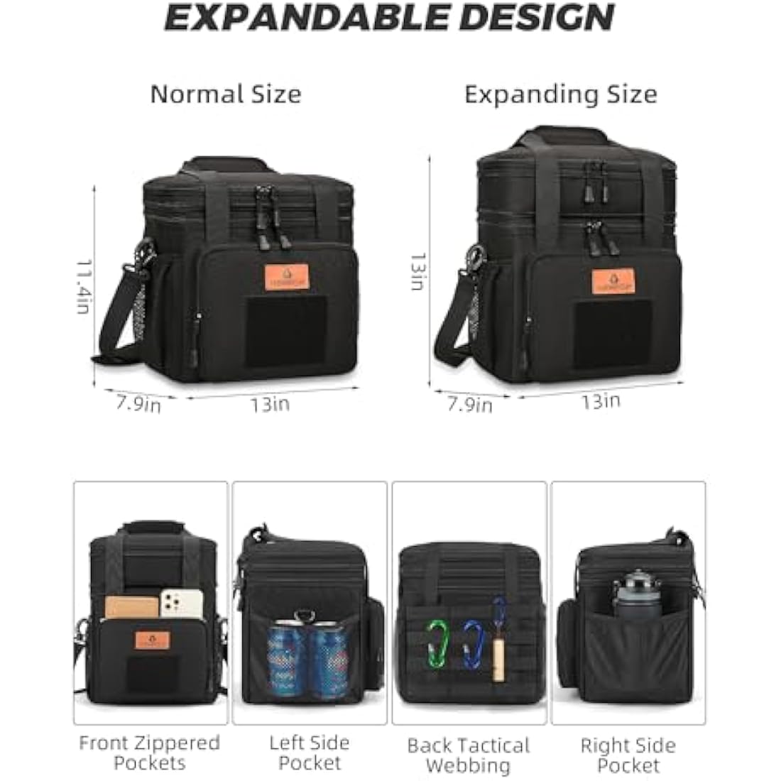 HSHRISH Large Insulated Lunch Bag | 22L Leakproof Cooler for Men – Black