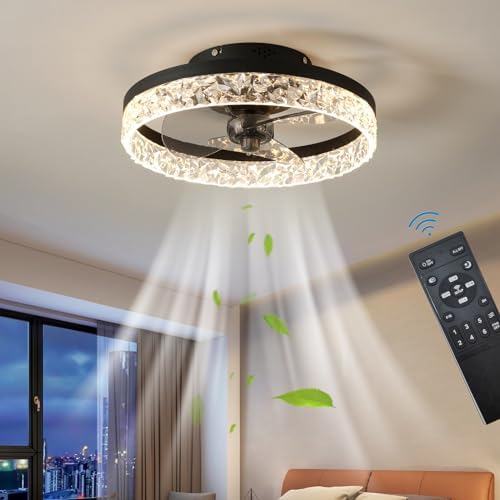 Modern Quiet Ceiling Fan with Dimmable LED Light – Black