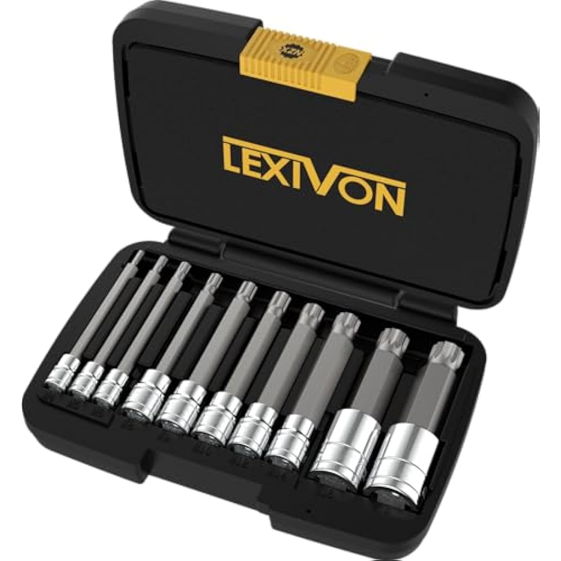 LEXIVON 10-Piece Triple Square Spline Bit Socket Set | Extra Long S2 Steel