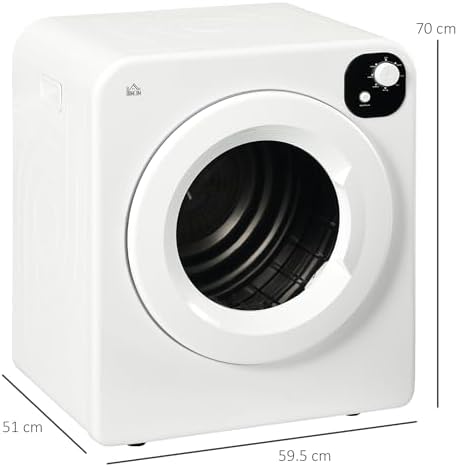 HOMCOM 6kg Vented Tumble Dryer | Portable Freestanding White Dryer