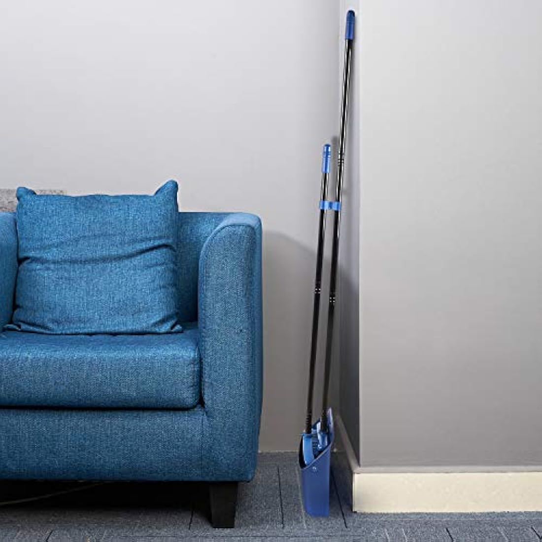 Long Handled Broom and Dustpan Set – 54" Upright Blue
