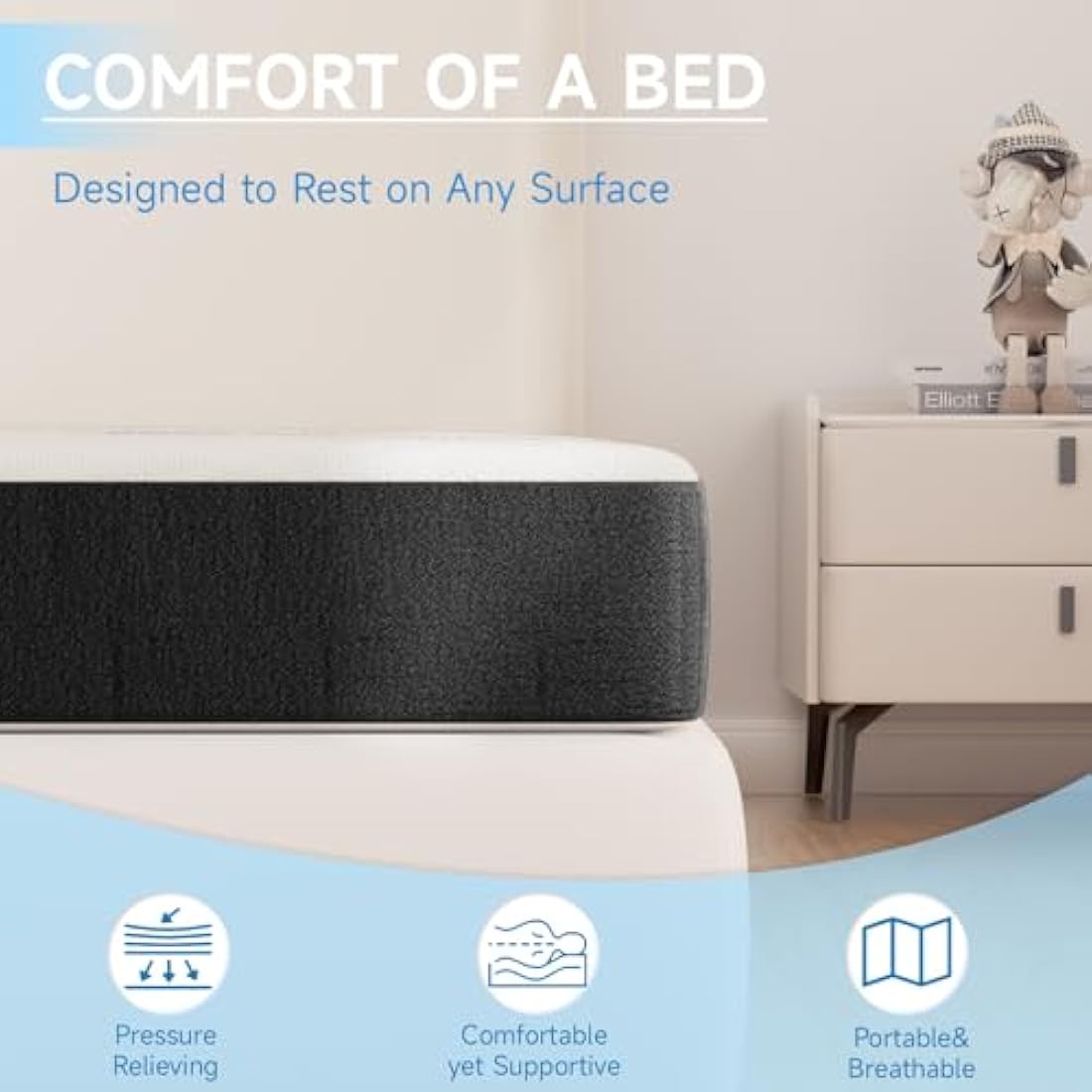 wowttrelax 4-Inch Folding Memory Foam Mattress - Single (90x190cm)