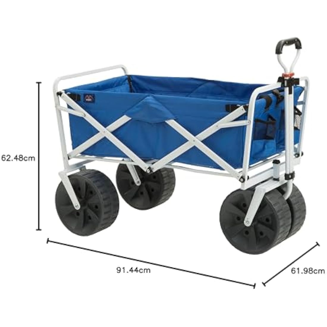 MacSports Heavy Duty Folding Beach Wagon – Blue/White Utility Cart