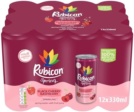 Rubicon Spring Black Cherry Raspberry Sparkling Water - 12 x 330ml Cans