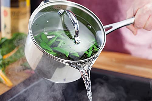 Stellar Profile Stainless Steel Draining Saucepan with Lid, 20cm 3.25L