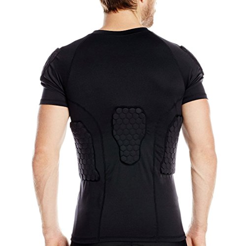 DGYAO Men's Padded Compression Shirt | Rugby Chest & Rib Protector
