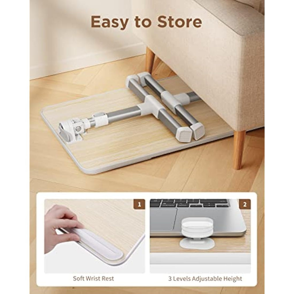 SAIJI Adjustable Laptop Bed Desk – Foldable Wood Table for 17" Laptops