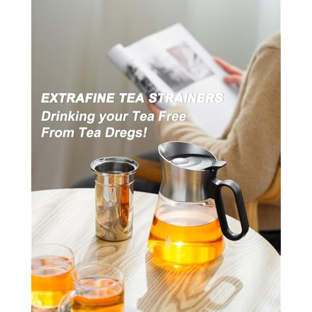 ZENS Glass Tea Infuser Teapot Set with 2 Cups | 680ml Borosilicate Glass