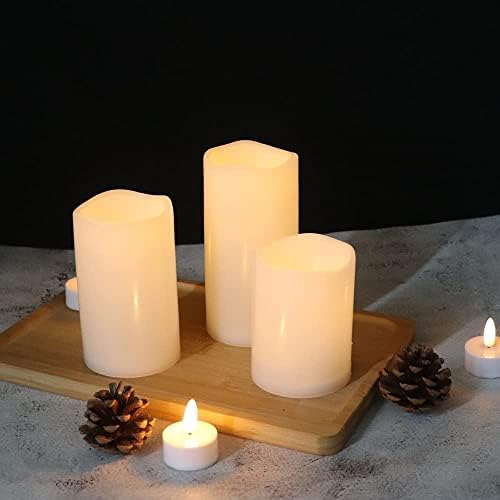 Eldnacele Weatherproof Flameless LED Candles with Remote, 3-Pack White