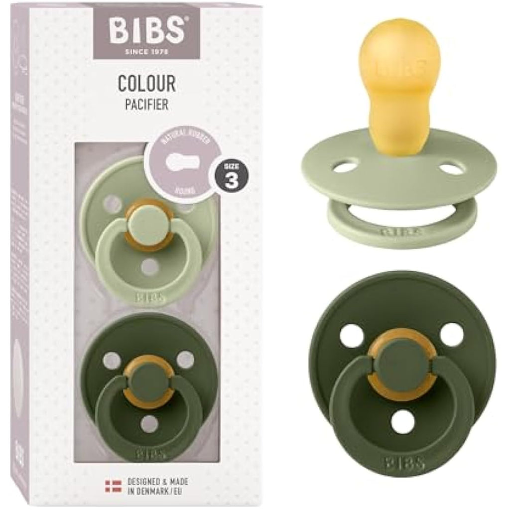BIBS Colour Pacifier 2-Pack | Natural Rubber Latex Soother, Size 3