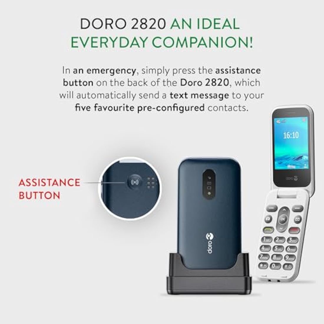 Doro 2820 4G Senior Mobile Phone | Large Buttons & Assistance Key