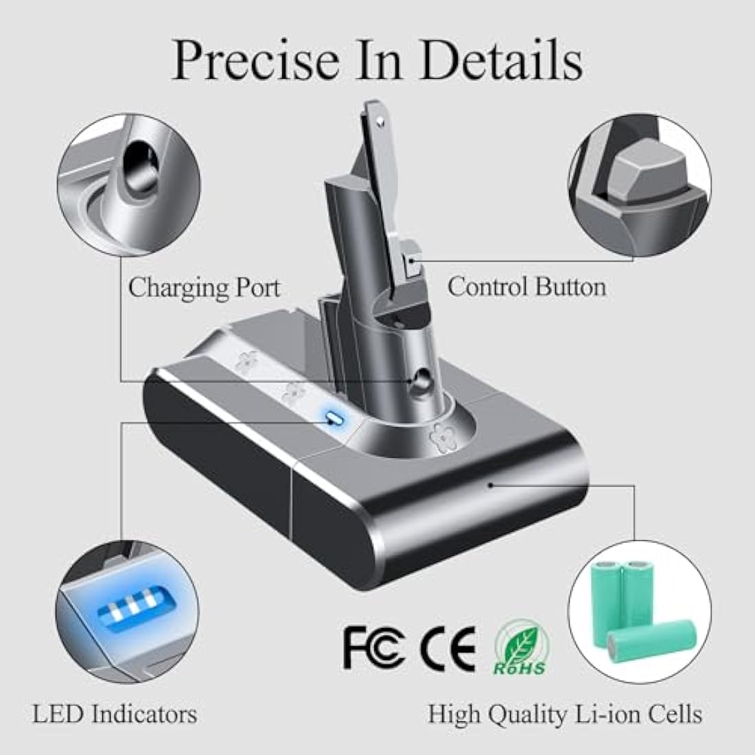 DTK Dyson V7 Replacement Battery | 21.6V 4000mAh SV11 Vacuum Battery
