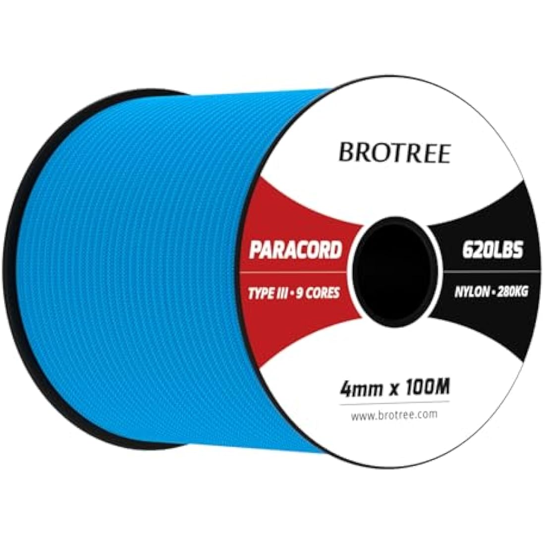 Brotree 4mm 9 Strand Nylon Paracord – 100M Type 3 Parachute Cord, Blue