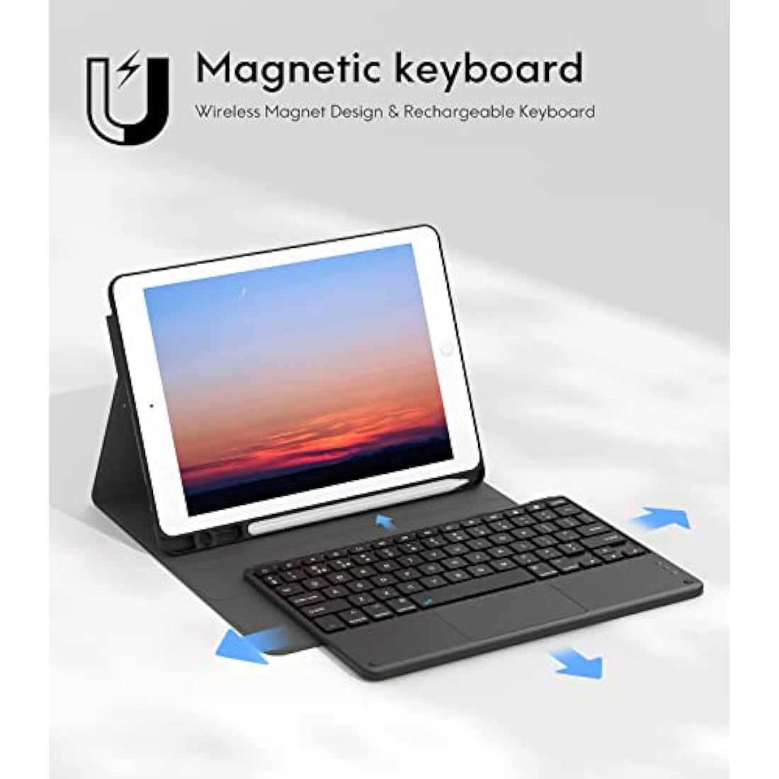 CHESONA iPad 9th Gen Keyboard Case with Smart Touchpad – Black