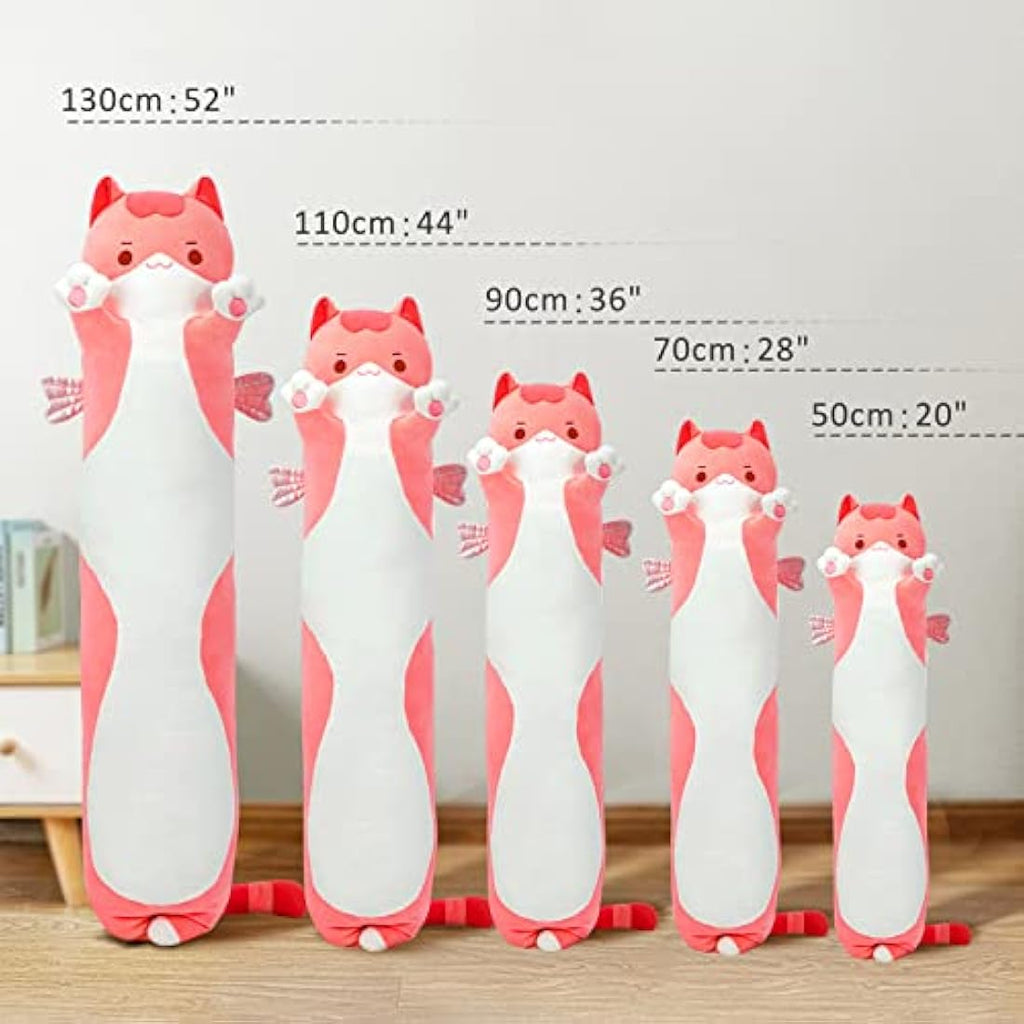 Mewaii 51in Long Cat Plush Body Pillow – Pink Kawaii Stuffed Animal