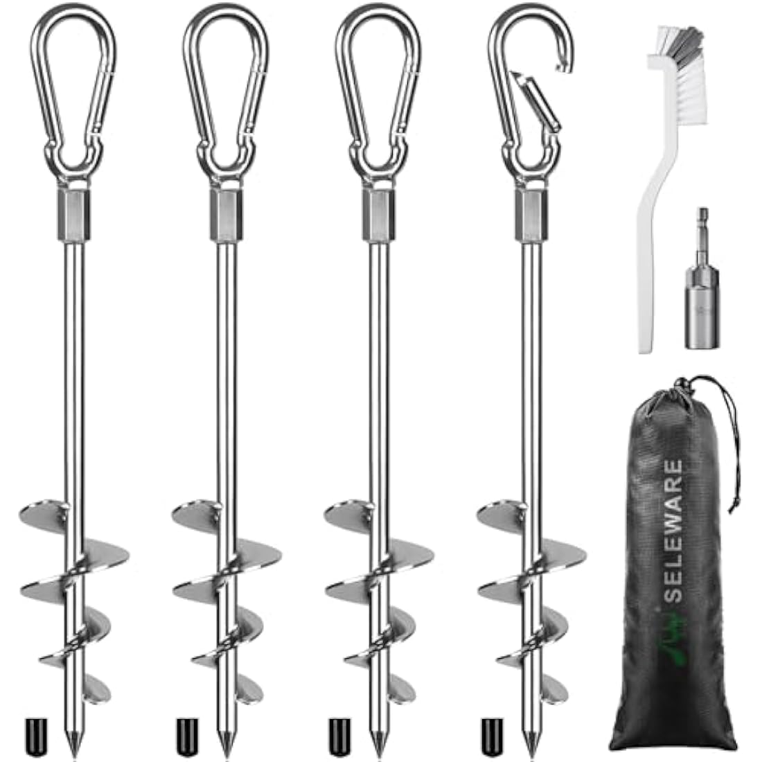 Heavy Duty Steel Ground Anchors – 4 Pack Metal Tent Pegs