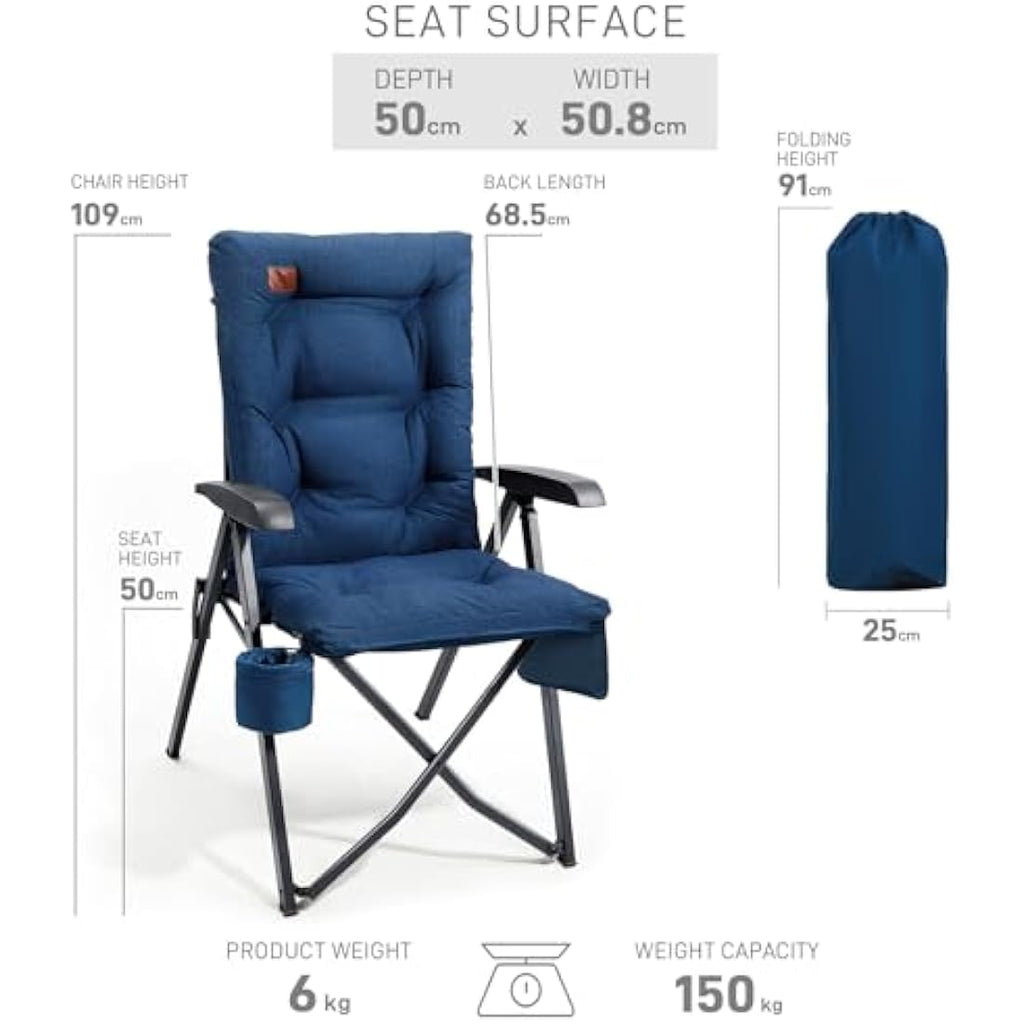 EVER ADVANCED Heavy Duty Camping Chairs - 4-Position Recliner 2-Pack