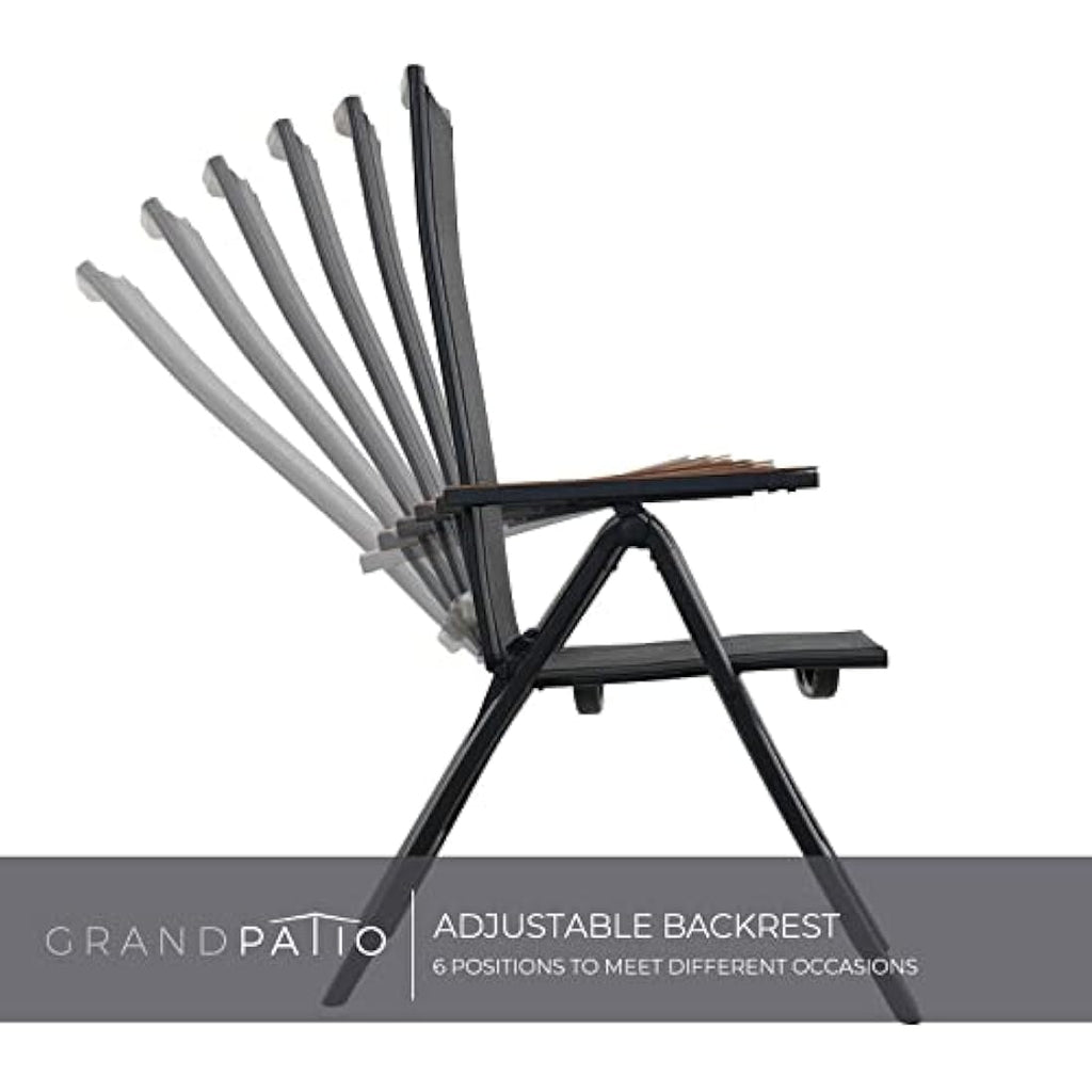 Grand Patio Folding Chairs - Set of 2 Adjustable Aluminum Garden Seats