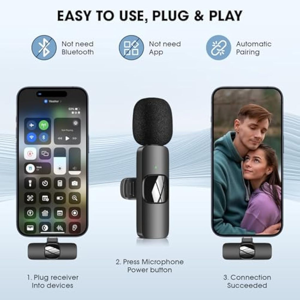 HMKCH Wireless Lavalier Microphone for iPhone & Android – Noise Reduction