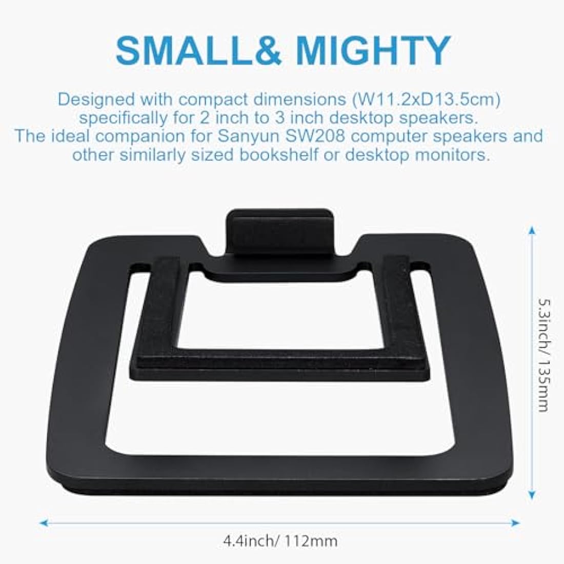Sanyun SW601 15° Tilted Metal Desktop Speaker Stands - Black (Pair)