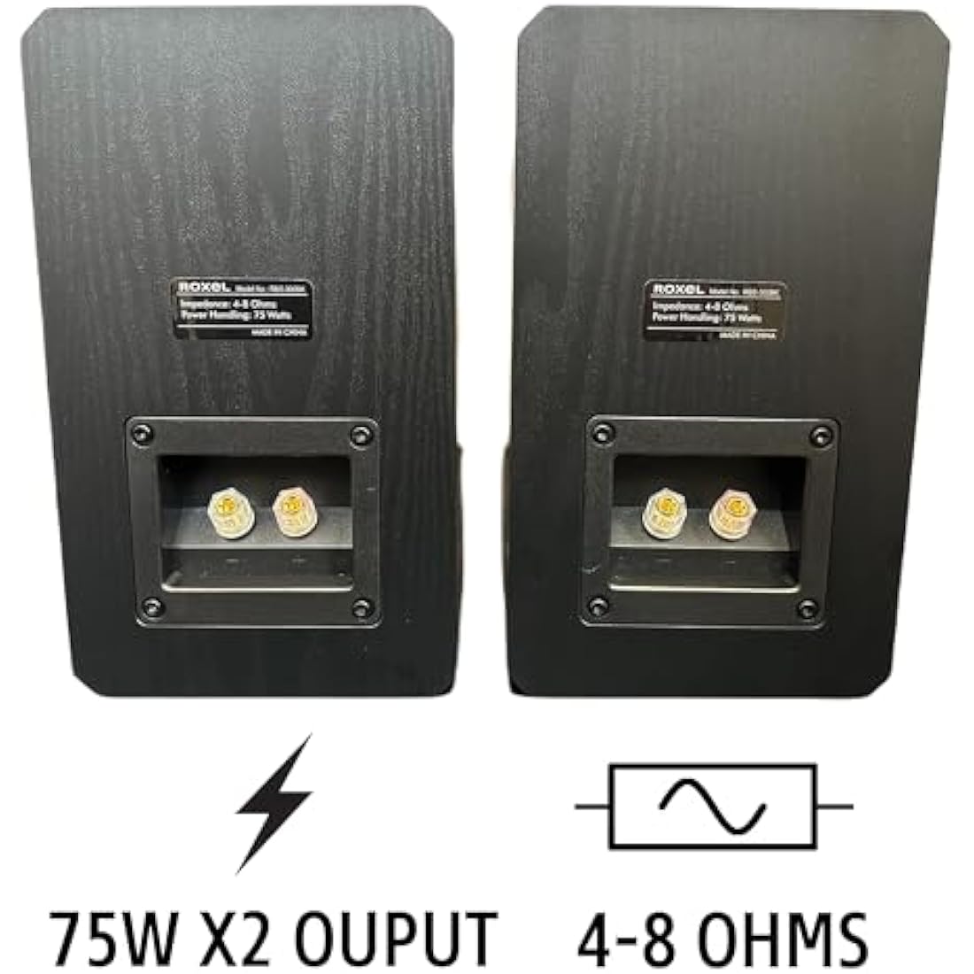 Roxel RBS-300 Passive Bookshelf Speakers | 150W Carbon Fiber Woofer