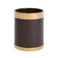 Bolero Leather Effect Waste Paper Bin with Gold Rim – Brown 280x224mm