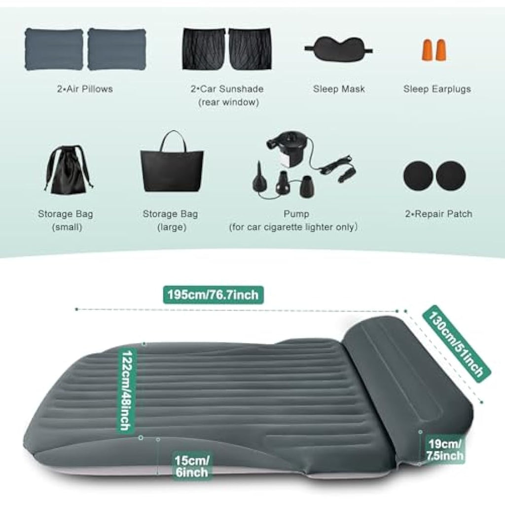 Ciremiv Inflatable Car Air Mattress – Double-Sided Flocking SUV Bed