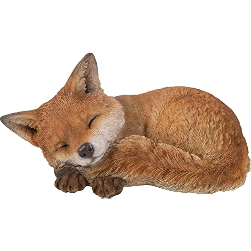 Vivid Arts Sleeping Fox Cub – Realistic Resin Garden Ornament Statue