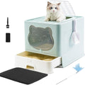 HelloMiao Fully Enclosed Cat Litter Box – Foldable Large Drawer Type Toilet