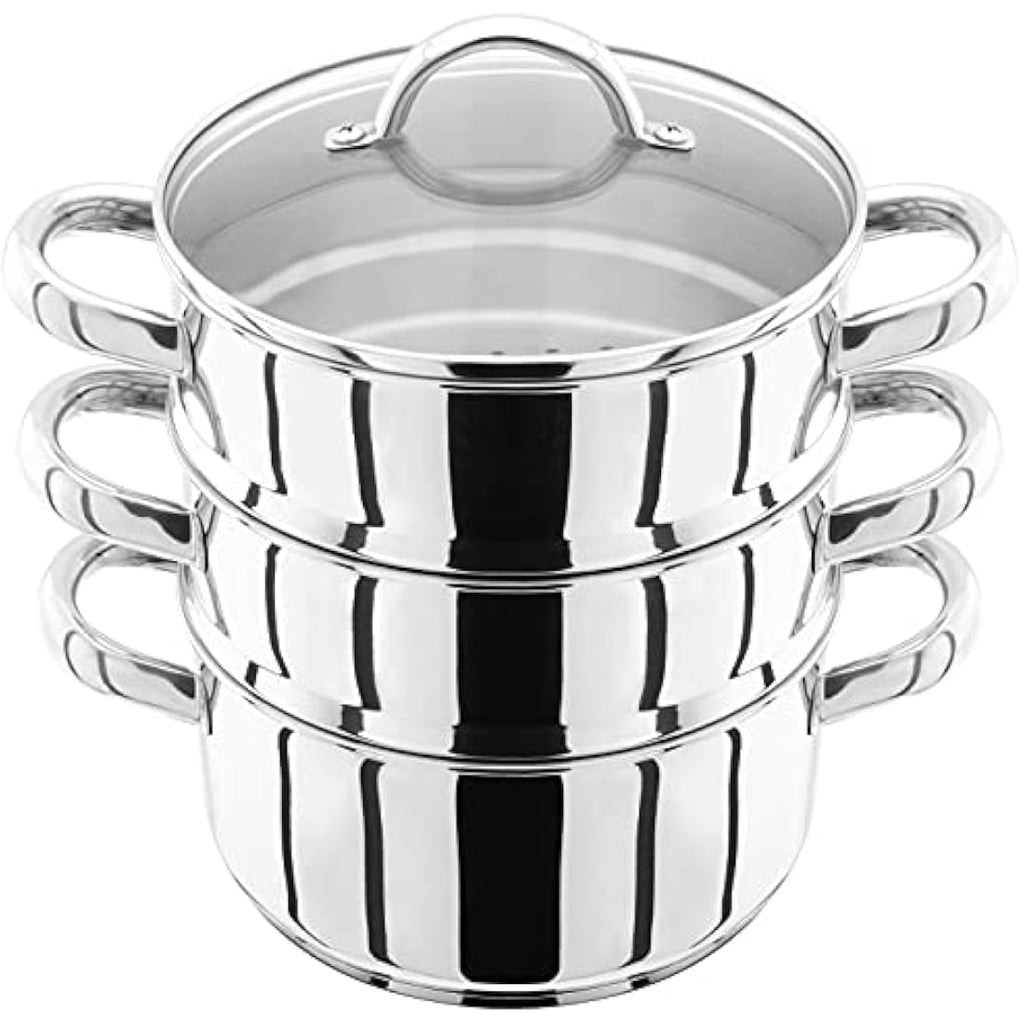 Judge 3 Tier Stainless Steel Steamer Set | 18cm Induction Casserole Pan